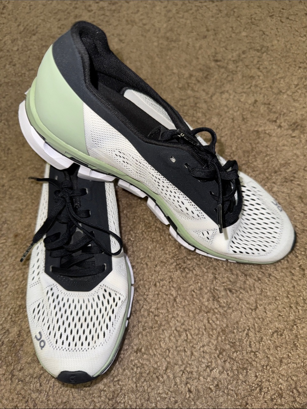 On Running Women's Lightweight Cloud Running Shoes - White, Black & Light Green